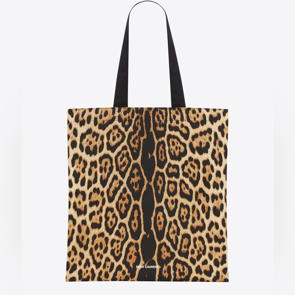 Yves Saint Laurent Leopard Print Canvas Tote Bag Limited Edition YSL New w/ Box